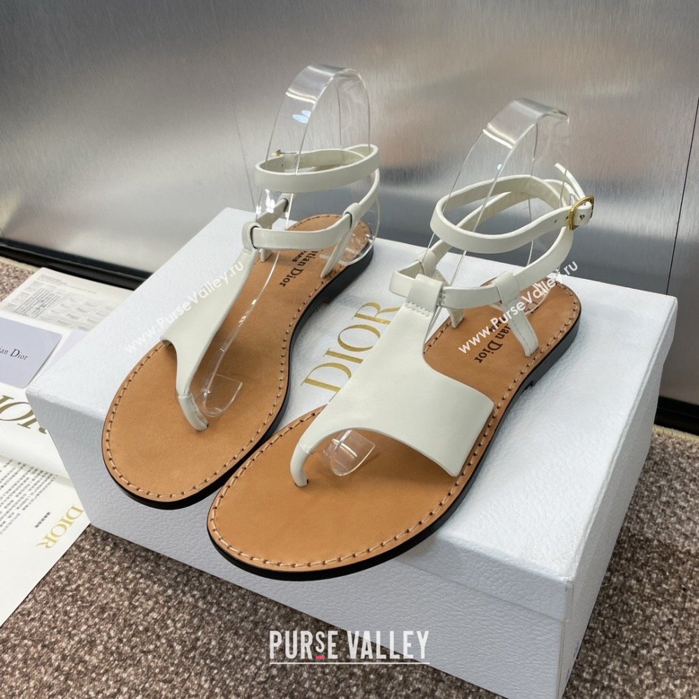 Dior Dioriviera Dior Sun Thong Sandal in White Calfskin 2024 (SS-24071703)