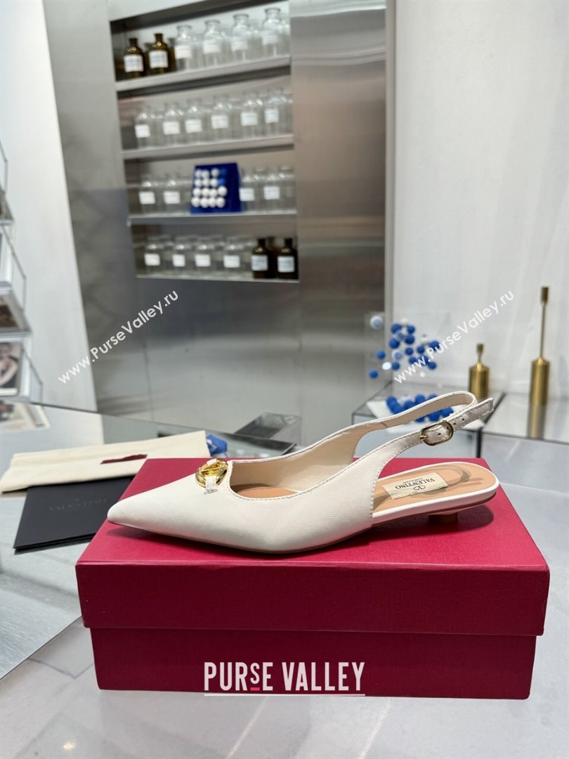 Valentino The Bold Edition VLogo Calfskin Slingback Ballerinas 20MM White 2024 (XL-24082832)