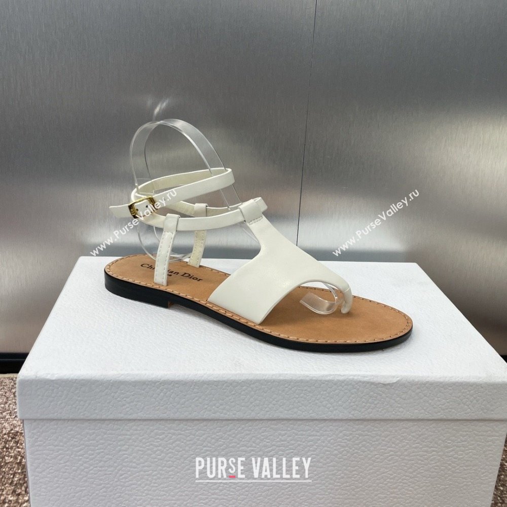 Dior Dioriviera Dior Sun Thong Sandal in White Calfskin 2024 (SS-24071703)