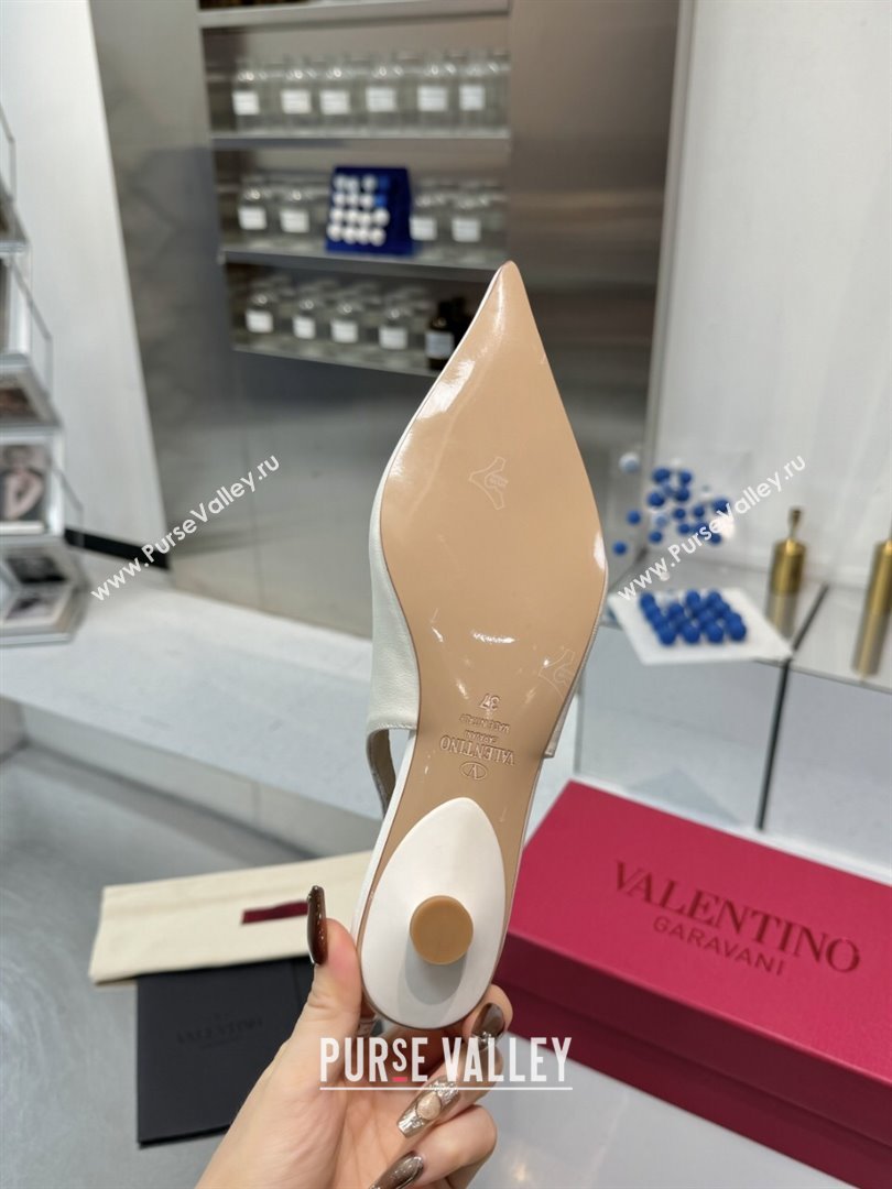 Valentino The Bold Edition VLogo Calfskin Slingback Ballerinas 20MM White 2024 (XL-24082832)