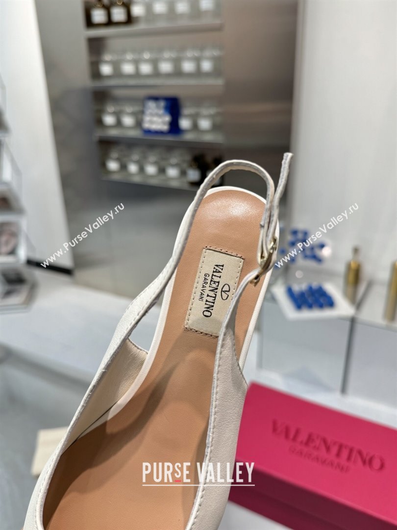 Valentino The Bold Edition VLogo Calfskin Slingback Ballerinas 20MM White 2024 (XL-24082832)