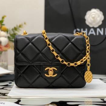 Chanel Quilted Leather Mini Sqaure Flap Bag with Vintage Coin Charm Black 2021 (YUND-21101205)