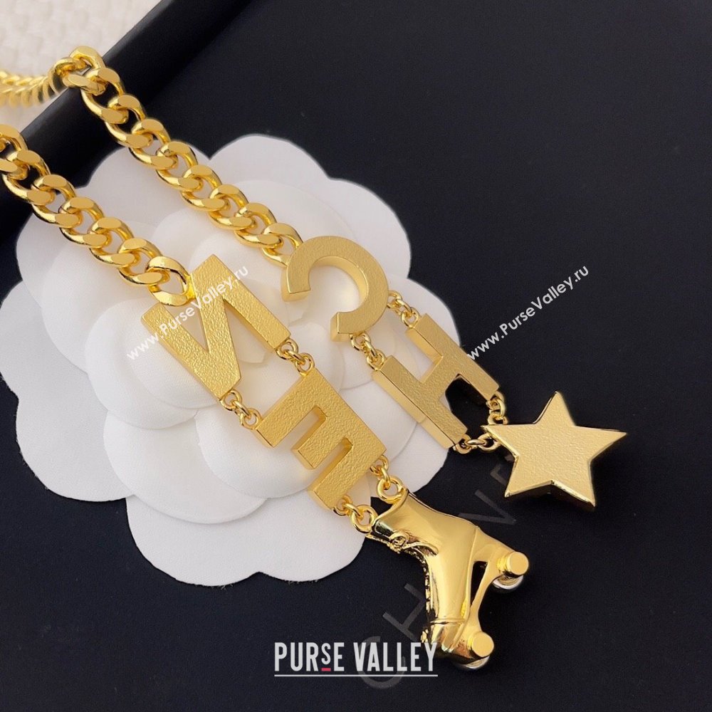 Chanel Chain Necklace with Star and Boot CH12609 Gold 2024 (YF-24012609)