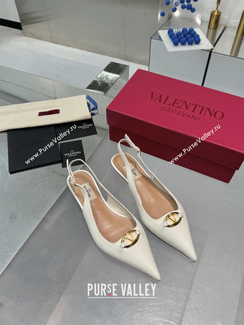 Valentino The Bold Edition VLogo Calfskin Slingback Ballerinas 20MM White 2024 (XL-24082832)