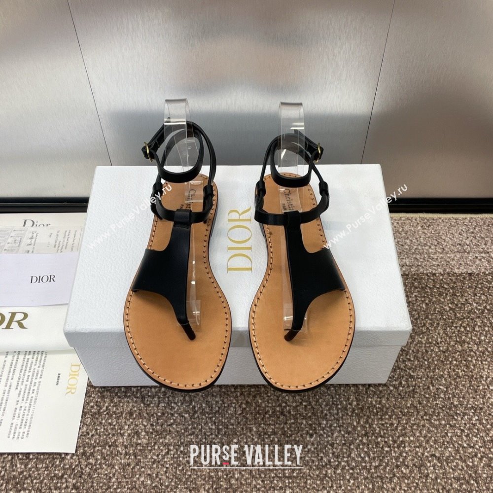 Dior Dioriviera Dior Sun Thong Sandal in Black Calfskin 2024 (SS-24071704)