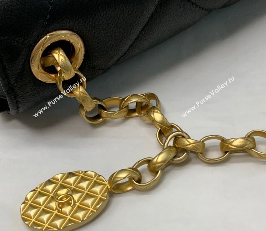 Chanel Quilted Leather Mini Sqaure Flap Bag with Vintage Coin Charm Black 2021 (YUND-21101205)