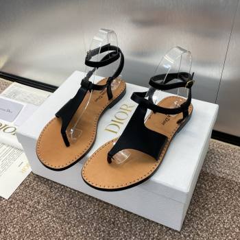 Dior Dioriviera Dior Sun Thong Sandal in Black Calfskin 2024 (SS-24071704)