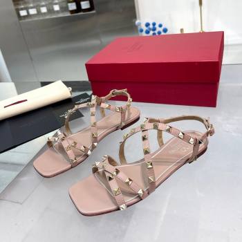 Valentino Calfskin Rockstud Sandal with Straps Beige 2024 (XL-24082834)