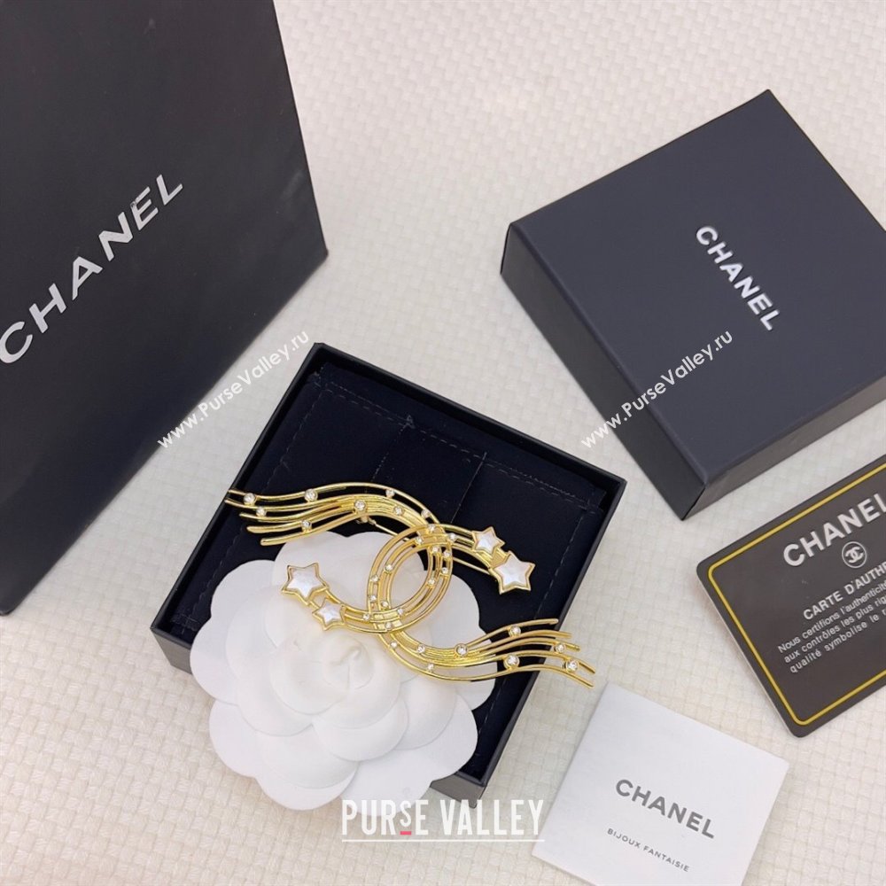 Chanel White Star Brooch CH12610 Gold 2024 (YF-24012610)