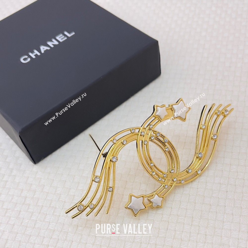 Chanel White Star Brooch CH12610 Gold 2024 (YF-24012610)