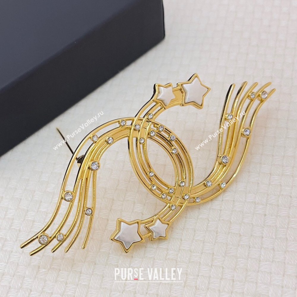 Chanel White Star Brooch CH12610 Gold 2024 (YF-24012610)