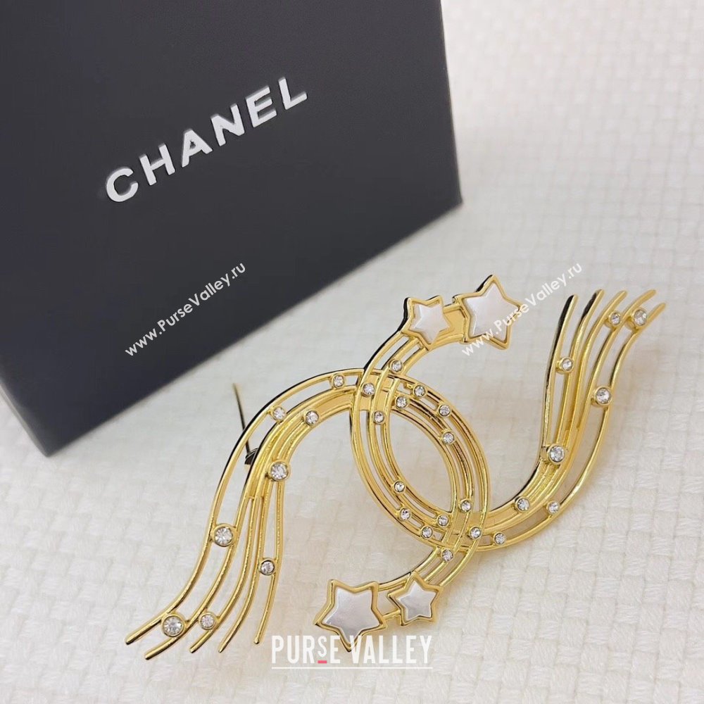 Chanel White Star Brooch CH12610 Gold 2024 (YF-24012610)