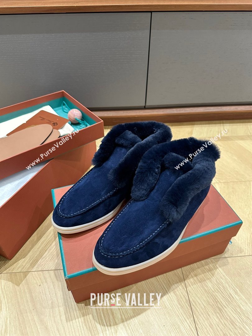 LP Open Walk Boots with Fur in Suede LP103113 Deep Blue 2023 Top (KL-23103113)