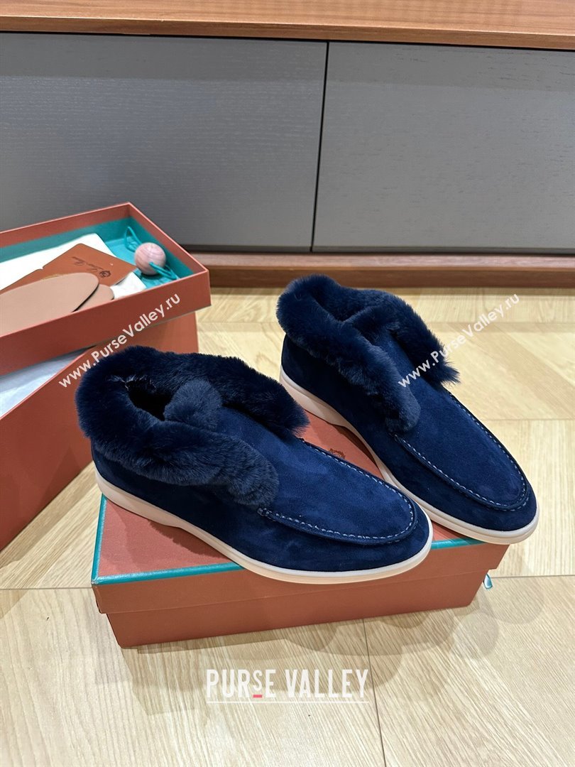 LP Open Walk Boots with Fur in Suede LP103113 Deep Blue 2023 Top (KL-23103113)