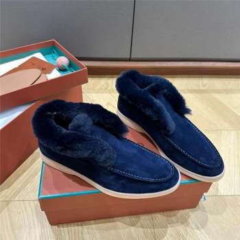 LP Open Walk Boots with Fur in Suede LP103113 Deep Blue 2023 Top (KL-23103113)