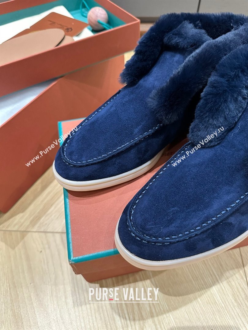 LP Open Walk Boots with Fur in Suede LP103113 Deep Blue 2023 Top (KL-23103113)