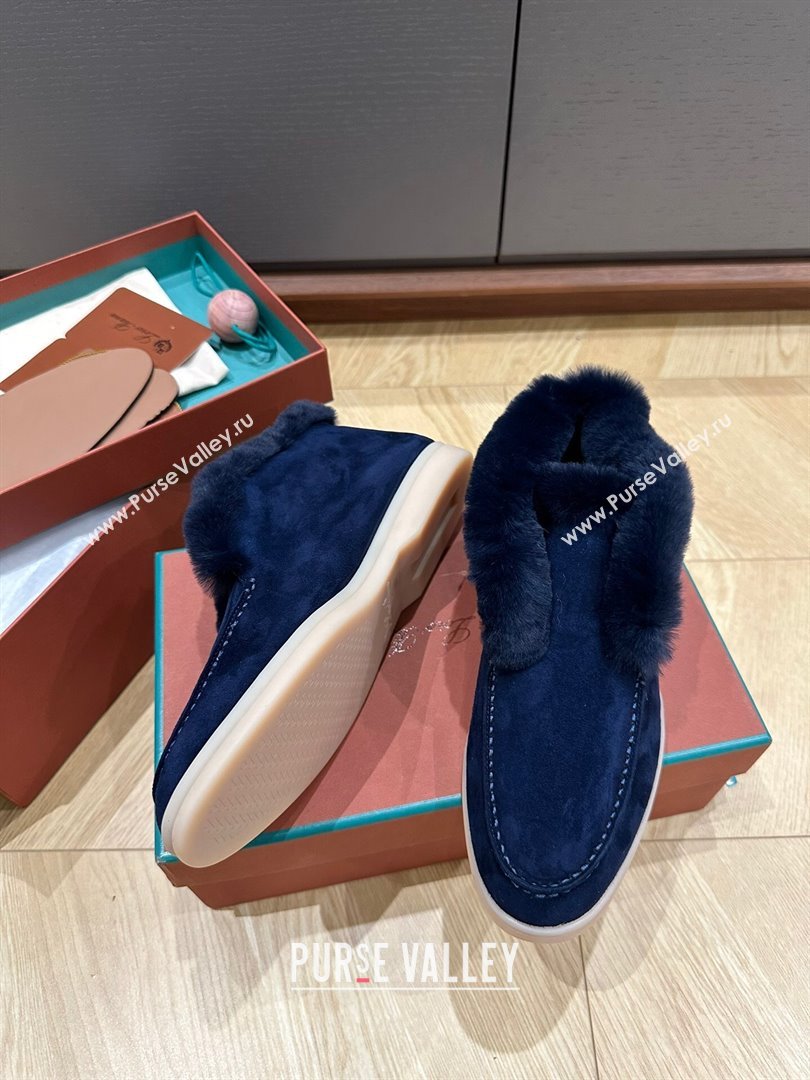 LP Open Walk Boots with Fur in Suede LP103113 Deep Blue 2023 Top (KL-23103113)