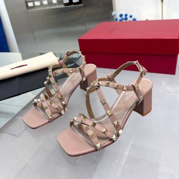 Valentino Rockstud Calfskin Sandal with Straps 60MM Beige 2024 (XL-24082836)