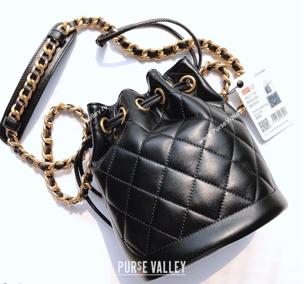 Chanel Calfskin Small Bucket Bag AS2716 Black 2021 (YUND-21101209)