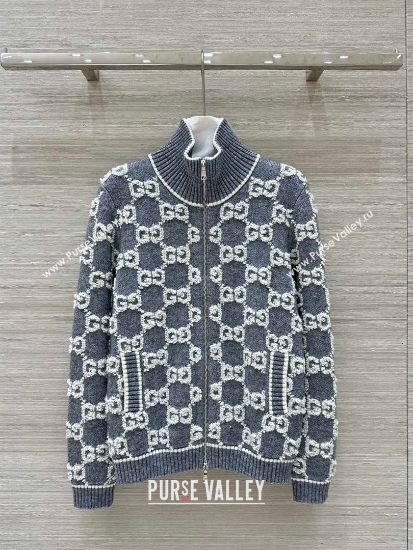 Gucci GG Wool Zipped Cardigan G121726 Grey 2024 (Q-24121726)