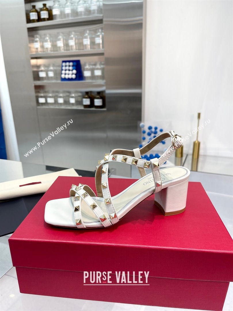 Valentino Rockstud Calfskin Sandal with Straps 60MM White 2024 (XL-24082837)