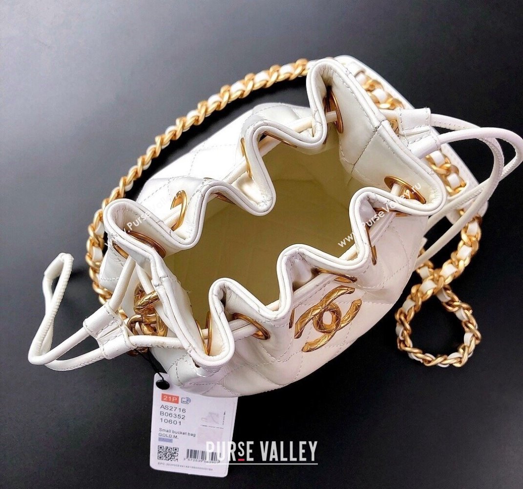 Chanel Calfskin Small Bucket Bag AS2716 White 2021 (YUND-21101210)