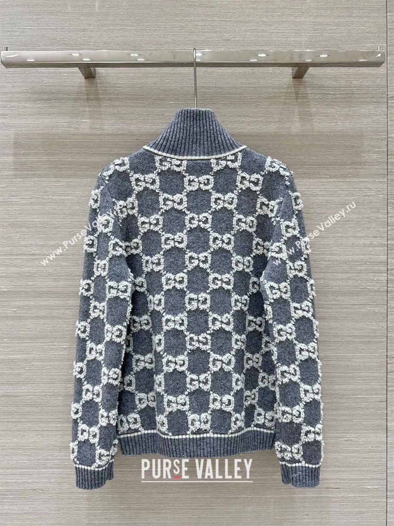 Gucci GG Wool Zipped Cardigan G121726 Grey 2024 (Q-24121726)