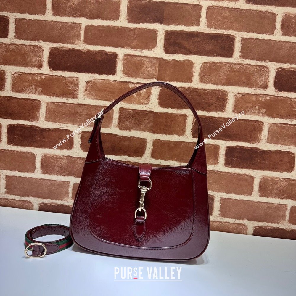 Gucci Jackie Small Shoulder Bag in Patent Leather 782849 Burgundy 2024 (DLH-240522043)