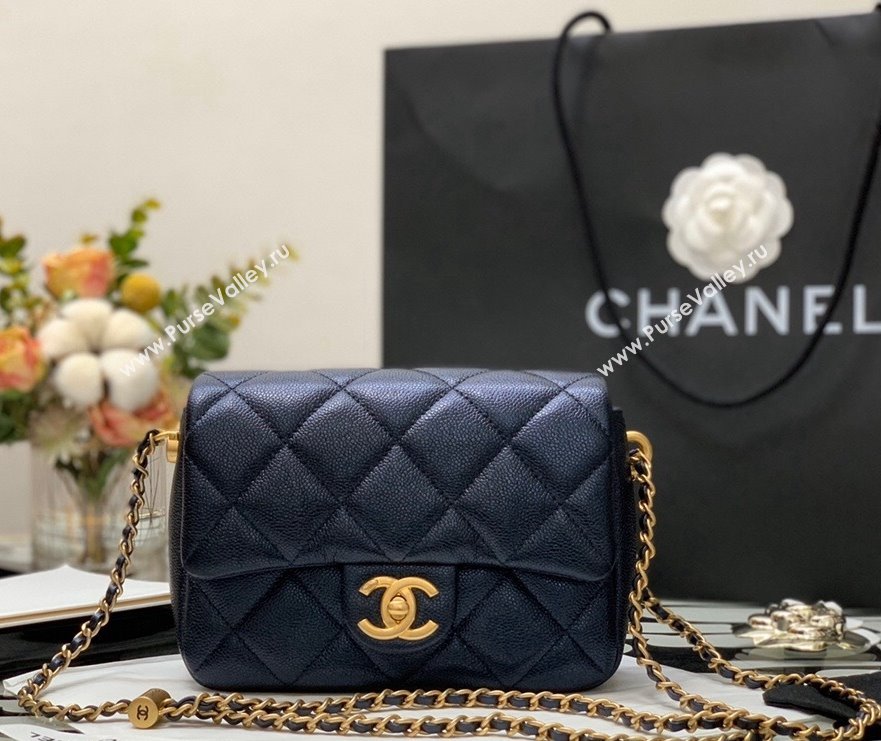 Chanel Iridescent Grained Calfskin Mini Flap Bag AS2855 Black 2021 (JY-21101214)