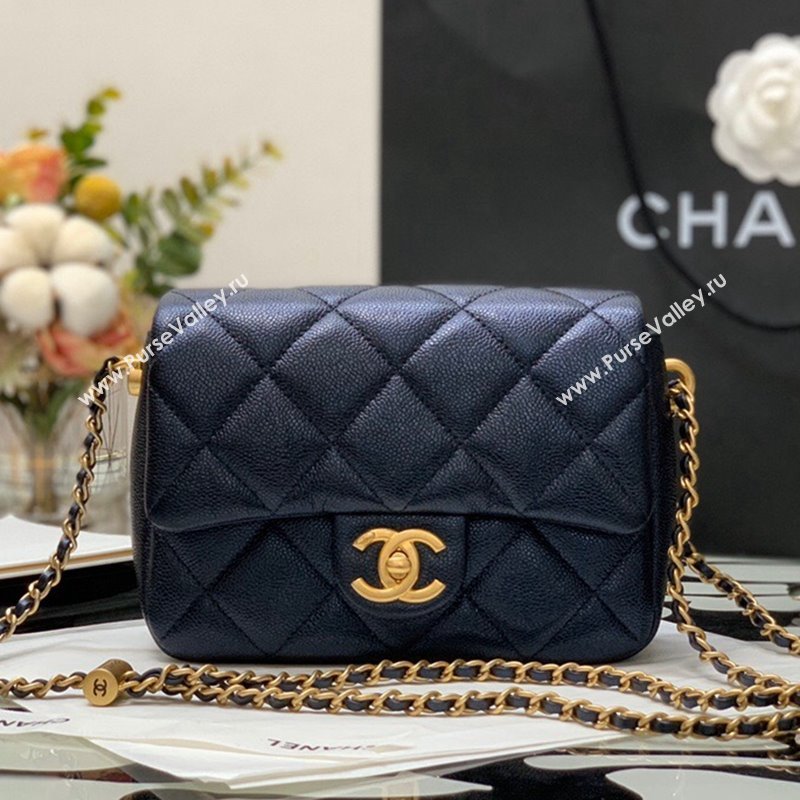 Chanel Iridescent Grained Calfskin Mini Flap Bag AS2855 Black 2021 (JY-21101214)