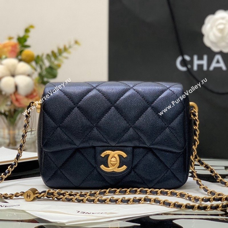 Chanel Iridescent Grained Calfskin Mini Flap Bag AS2855 Black 2021 (JY-21101214)