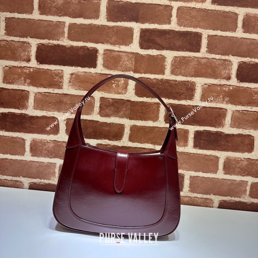 Gucci Jackie Small Shoulder Bag in Patent Leather 782849 Burgundy 2024 (DLH-240522043)