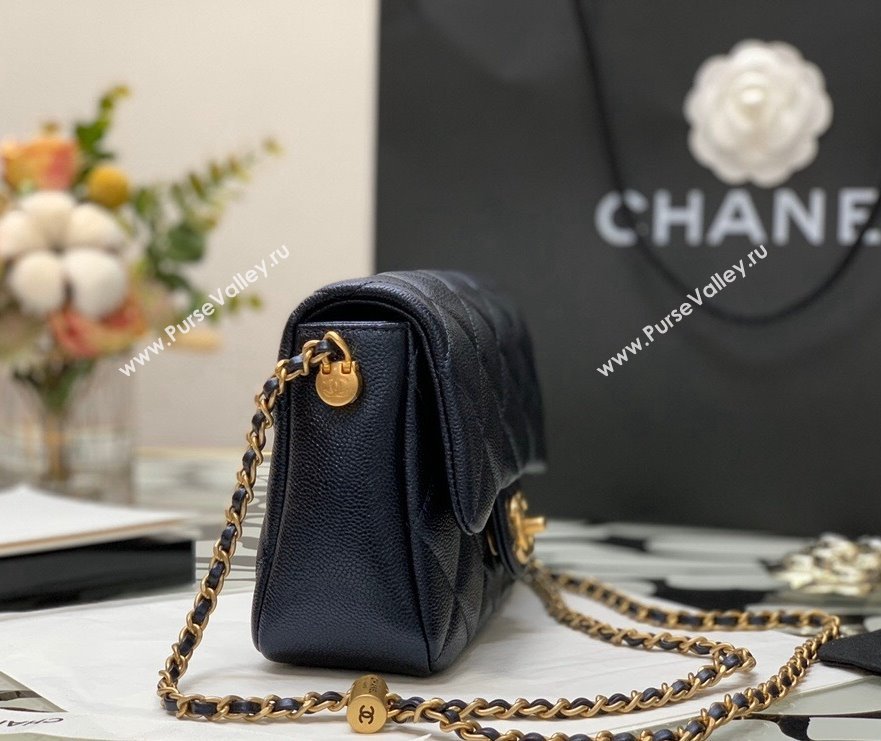 Chanel Iridescent Grained Calfskin Mini Flap Bag AS2855 Black 2021 (JY-21101214)