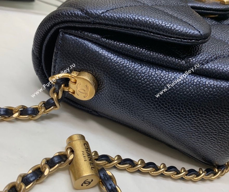 Chanel Iridescent Grained Calfskin Mini Flap Bag AS2855 Black 2021 (JY-21101214)