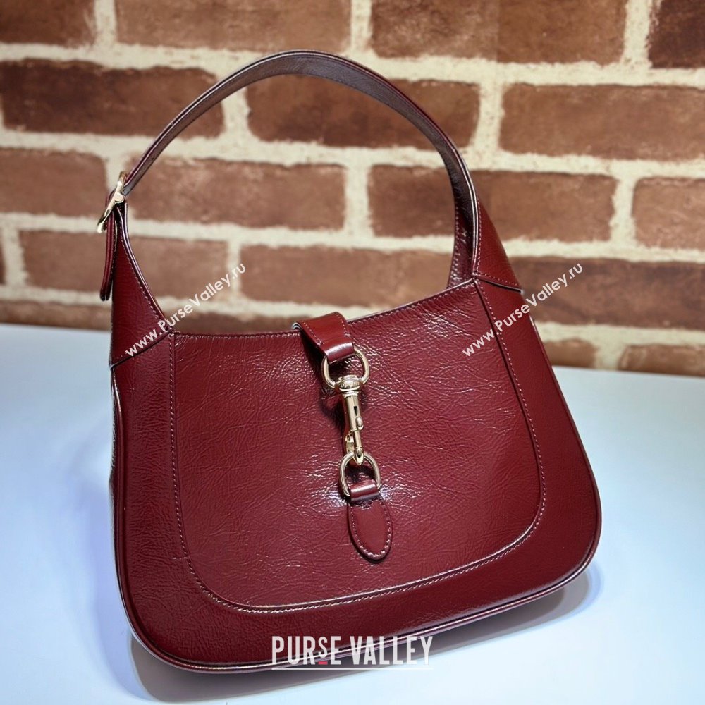 Gucci Jackie Small Shoulder Bag in Patent Leather 782849 Burgundy 2024 (DLH-240522043)