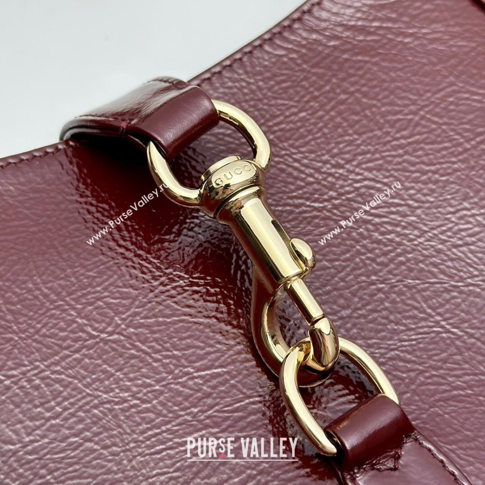 Gucci Jackie Small Shoulder Bag in Patent Leather 782849 Burgundy 2024 (DLH-240522043)