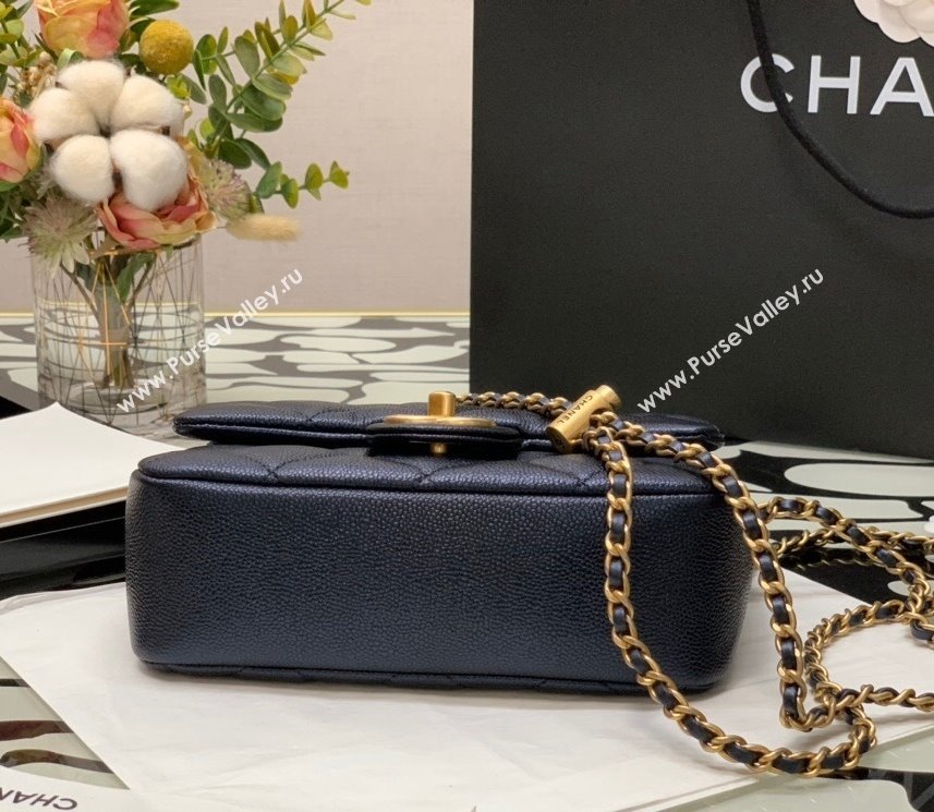 Chanel Iridescent Grained Calfskin Mini Flap Bag AS2855 Black 2021 (JY-21101214)