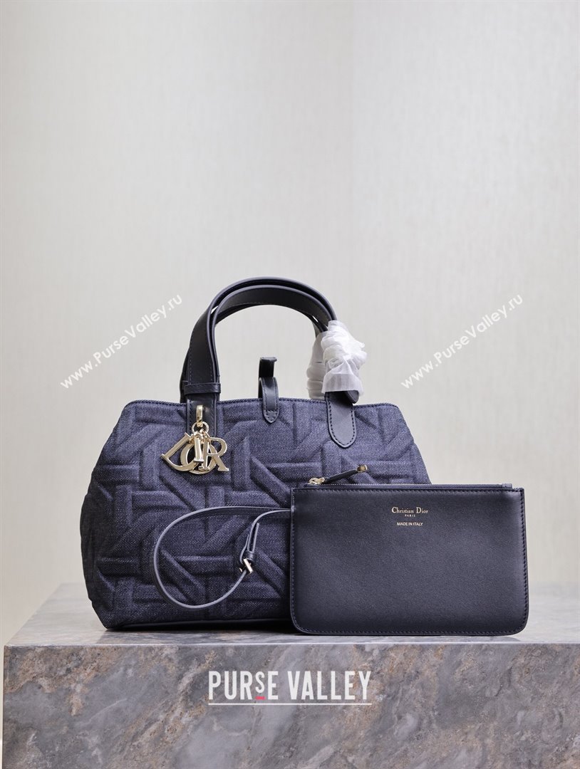 Dior Medium Dior Toujours Bag in Blue Graphic Cannage Denim 2024 (XXG-24102214)