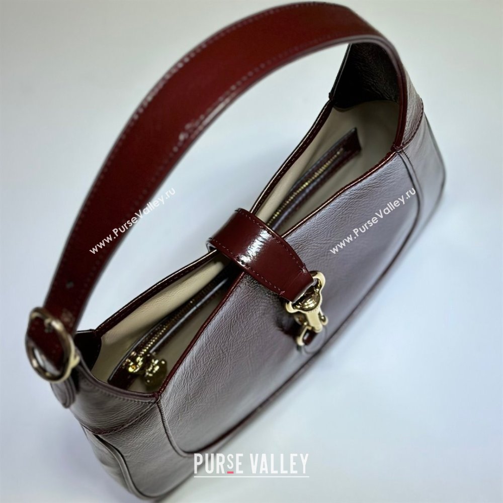 Gucci Jackie Small Shoulder Bag in Patent Leather 782849 Burgundy 2024 (DLH-240522043)