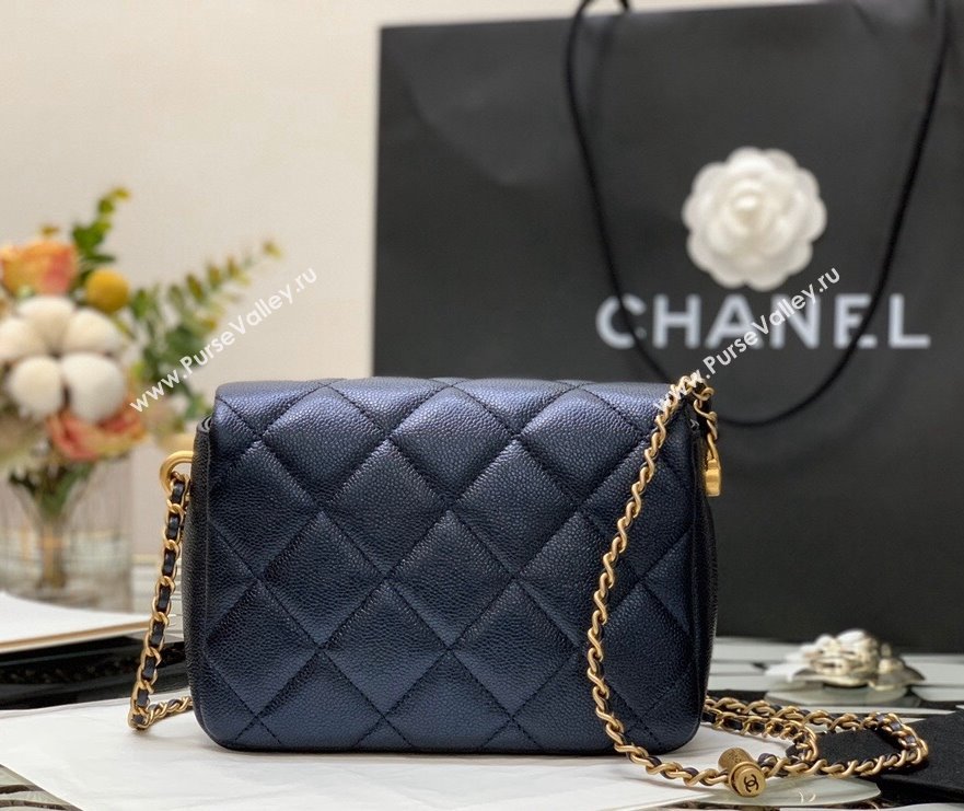 Chanel Iridescent Grained Calfskin Mini Flap Bag AS2855 Black 2021 (JY-21101214)