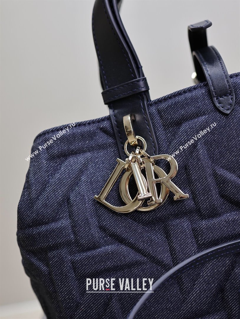 Dior Medium Dior Toujours Bag in Blue Graphic Cannage Denim 2024 (XXG-24102214)