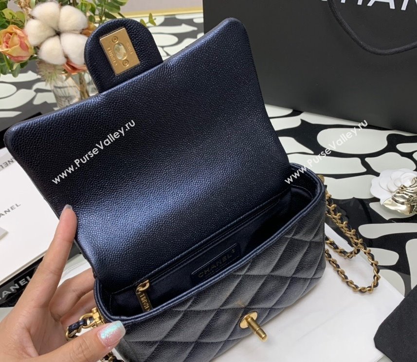 Chanel Iridescent Grained Calfskin Mini Flap Bag AS2855 Black 2021 (JY-21101214)