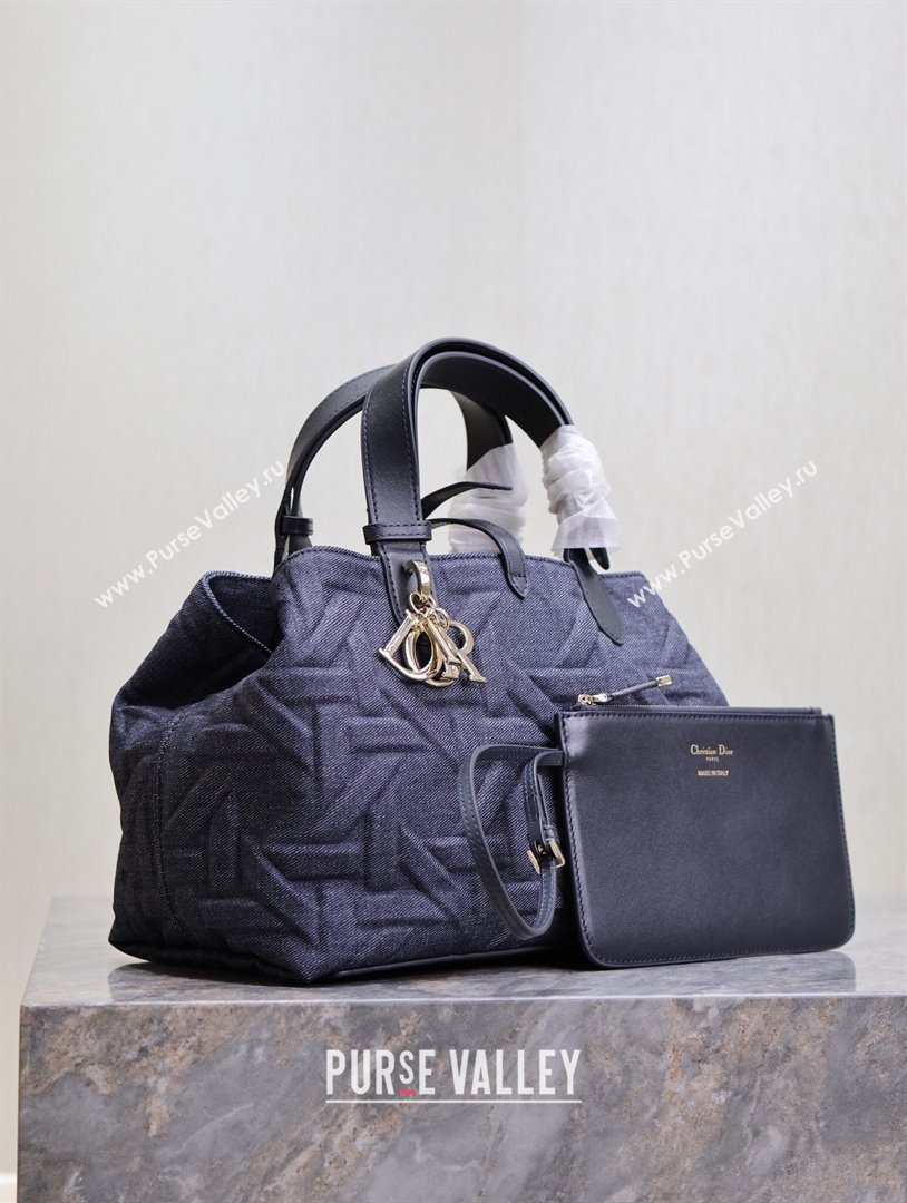 Dior Medium Dior Toujours Bag in Blue Graphic Cannage Denim 2024 (XXG-24102214)