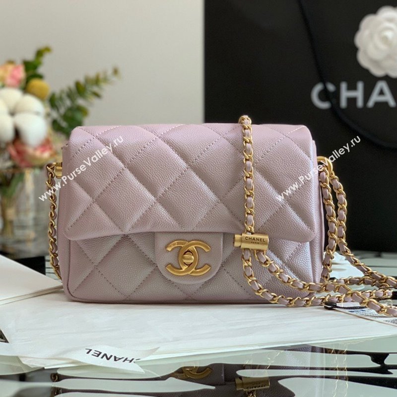 Chanel Iridescent Grained Calfskin Mini Flap Bag AS2855 Light Pink 2021 (JY-21101215)