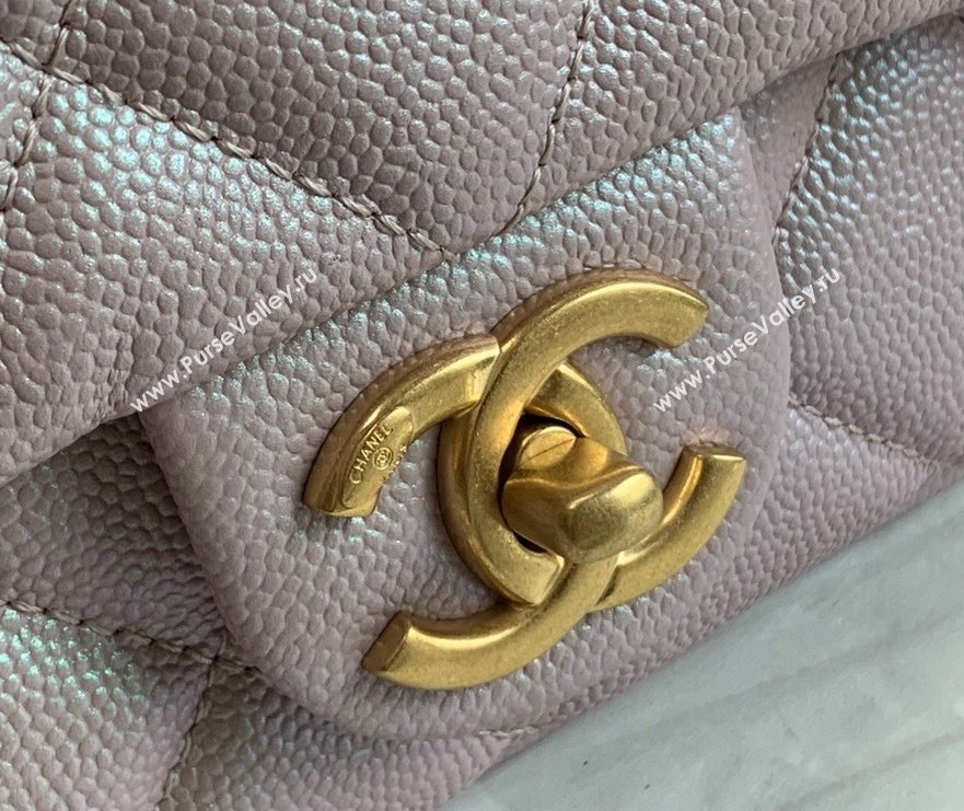 Chanel Iridescent Grained Calfskin Mini Flap Bag AS2855 Light Pink 2021 (JY-21101215)