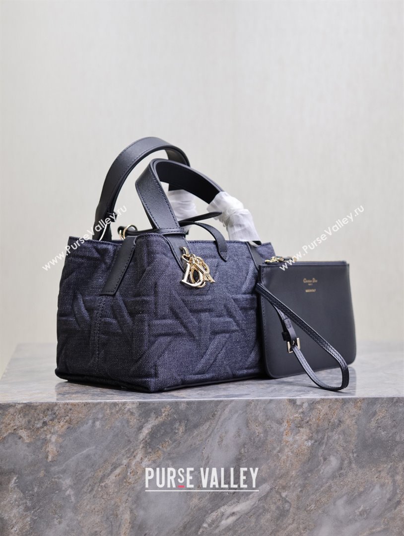 Dior Small Dior Toujours Bag in Blue Graphic Cannage Denim 2024 (XXG-24102215)