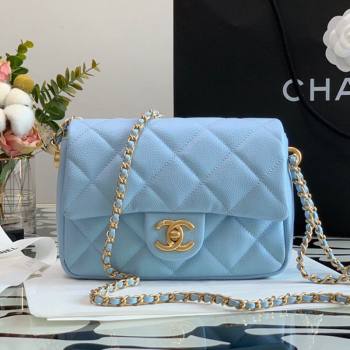 Chanel Iridescent Grained Calfskin Mini Flap Bag AS2855 Light Blue 2021 (JY-21101213)