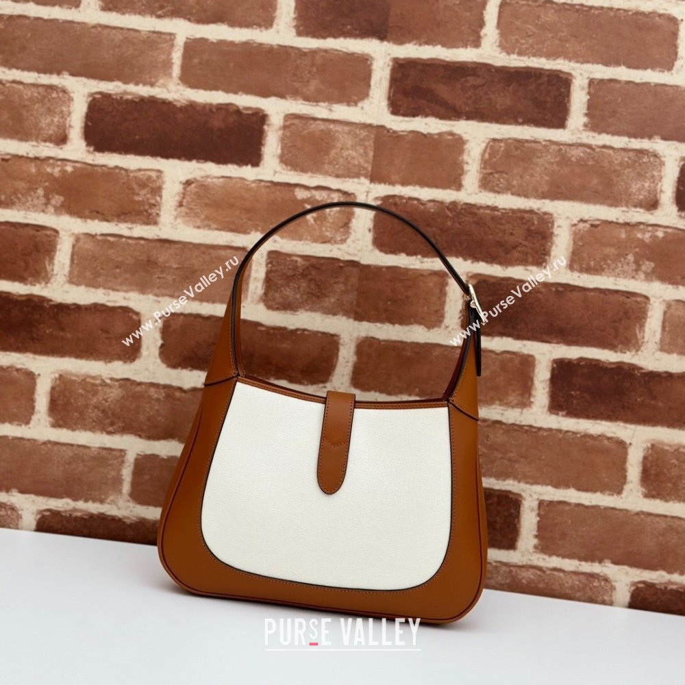 Gucci Jackie Small Shoulder Bag in Canvas and Leather 782849 Brown/White 2024 (DLH-240522046)