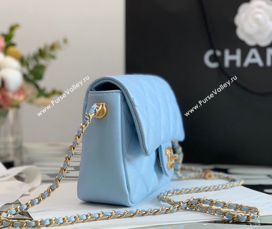 Chanel Iridescent Grained Calfskin Mini Flap Bag AS2855 Light Blue 2021 (JY-21101213)