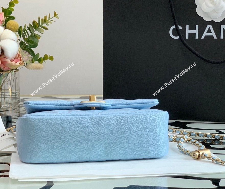 Chanel Iridescent Grained Calfskin Mini Flap Bag AS2855 Light Blue 2021 (JY-21101213)